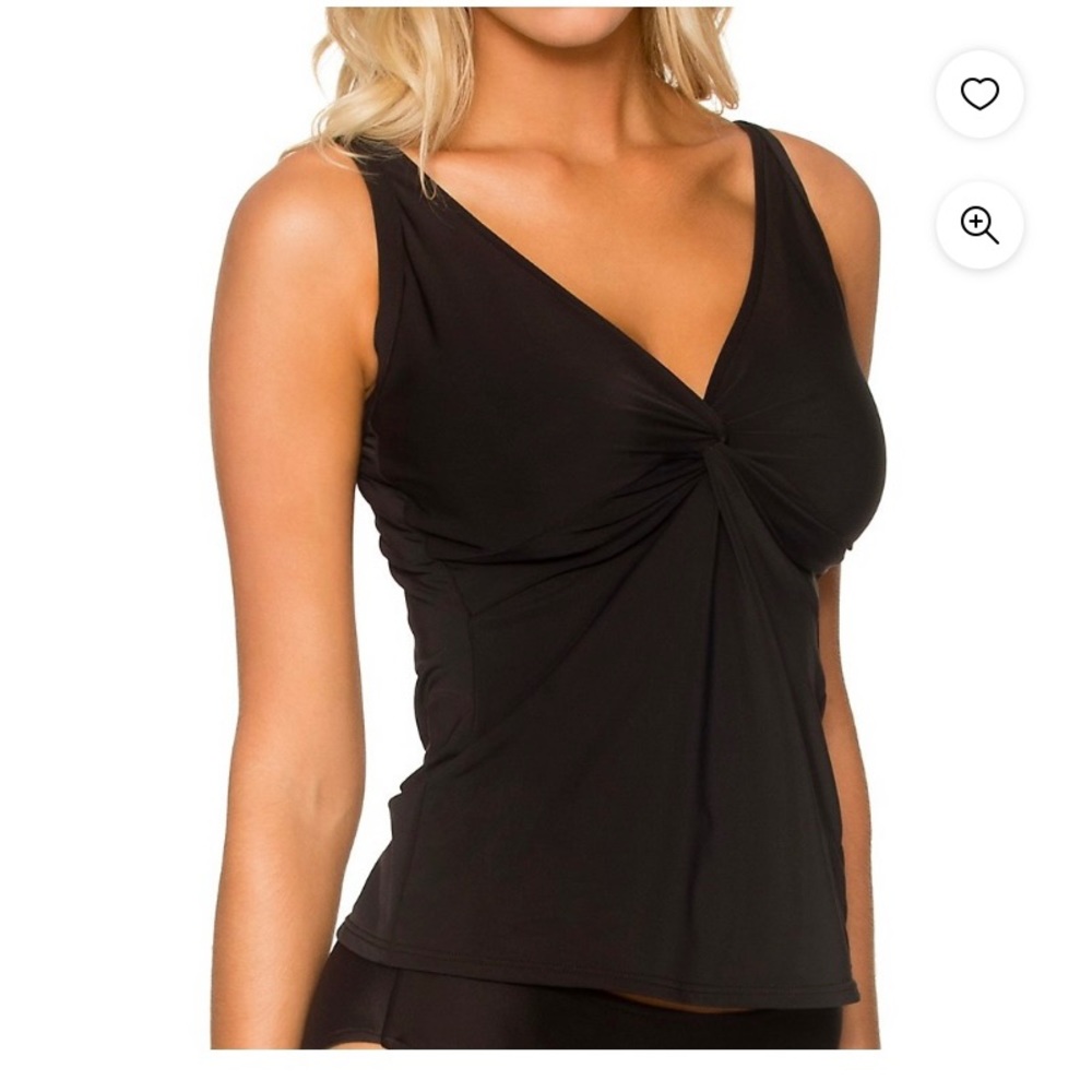 Sunsets Black Twist Tankini Swim Top Size 36D